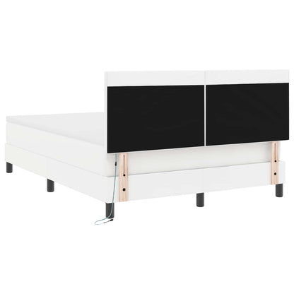 Letto a molle con materasso Bianco 160 x 200 cm Pelle sintetica | homemem39