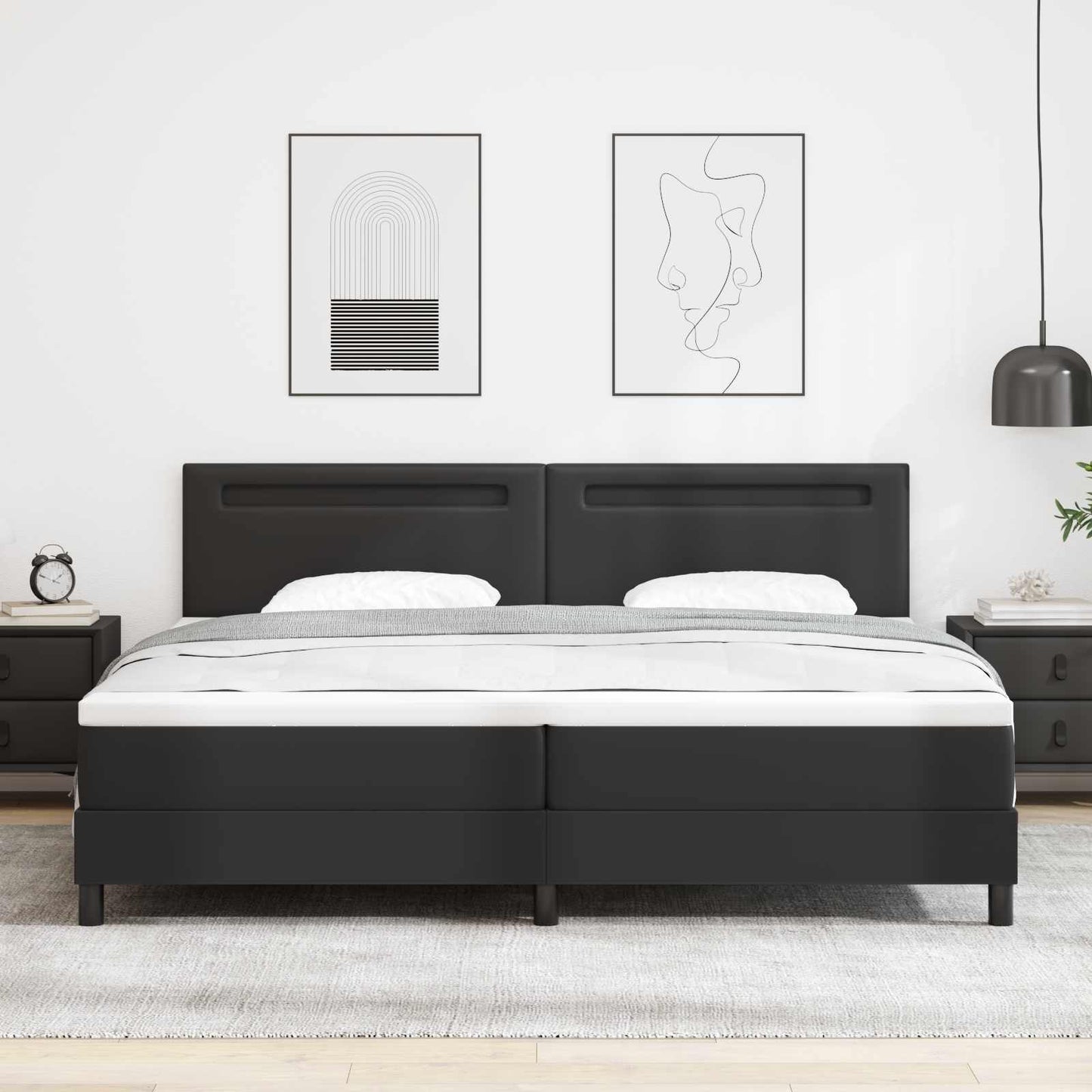 Letto a molle con materasso Nero 200 x 200 cm Pelle sintetica | homemem39