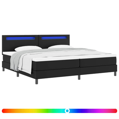 Letto a molle con materasso Nero 200 x 200 cm Pelle sintetica | homemem39