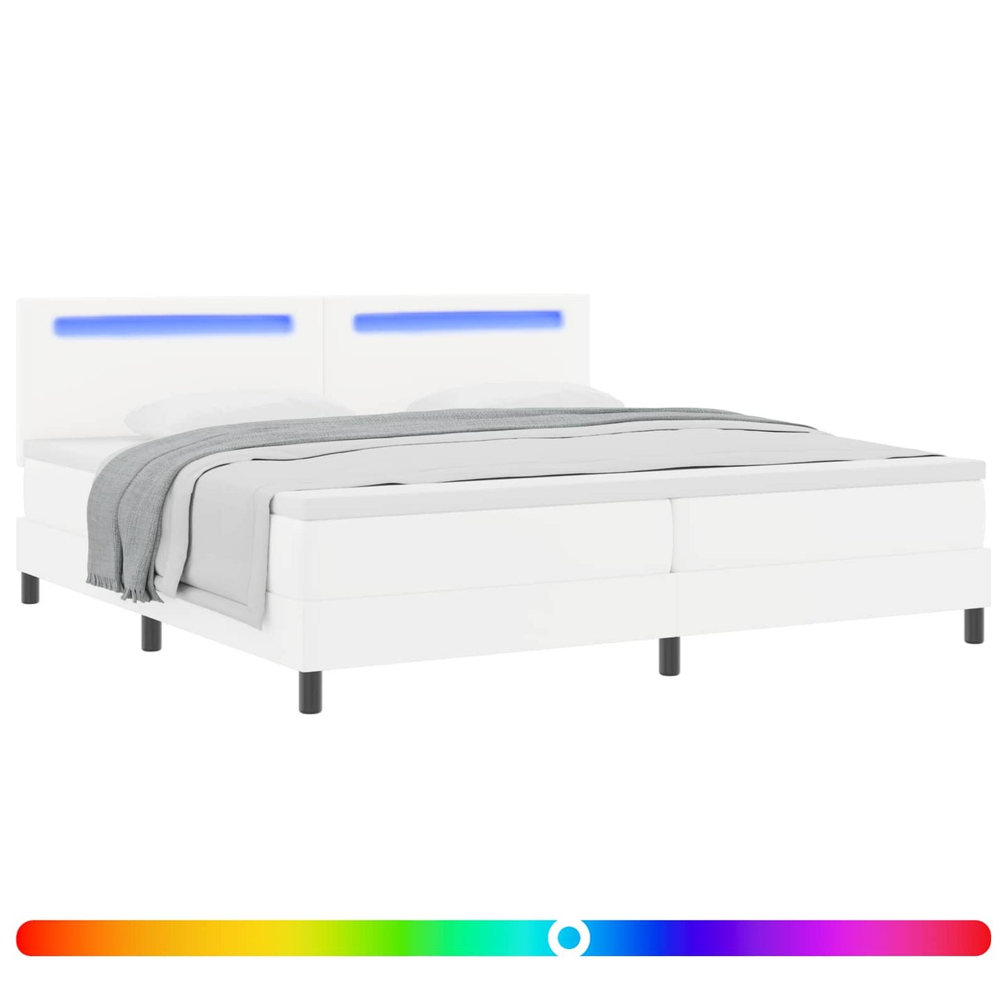Letto a molle con materasso Bianco 200 x 200 cm Pelle sintetica | homemem39
