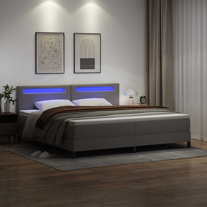 Letto a molle con materasso Grigio 200 x 200 cm Pelle sintetica | homemem39