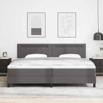 Letto a molle con materasso Grigio 200 x 200 cm Pelle sintetica | homemem39