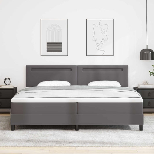 Letto a molle con materasso Grigio 200 x 200 cm Pelle sintetica | homemem39