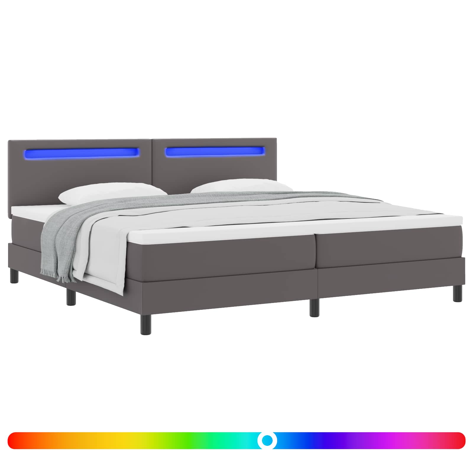 Letto a molle con materasso Grigio 200 x 200 cm Pelle sintetica | homemem39