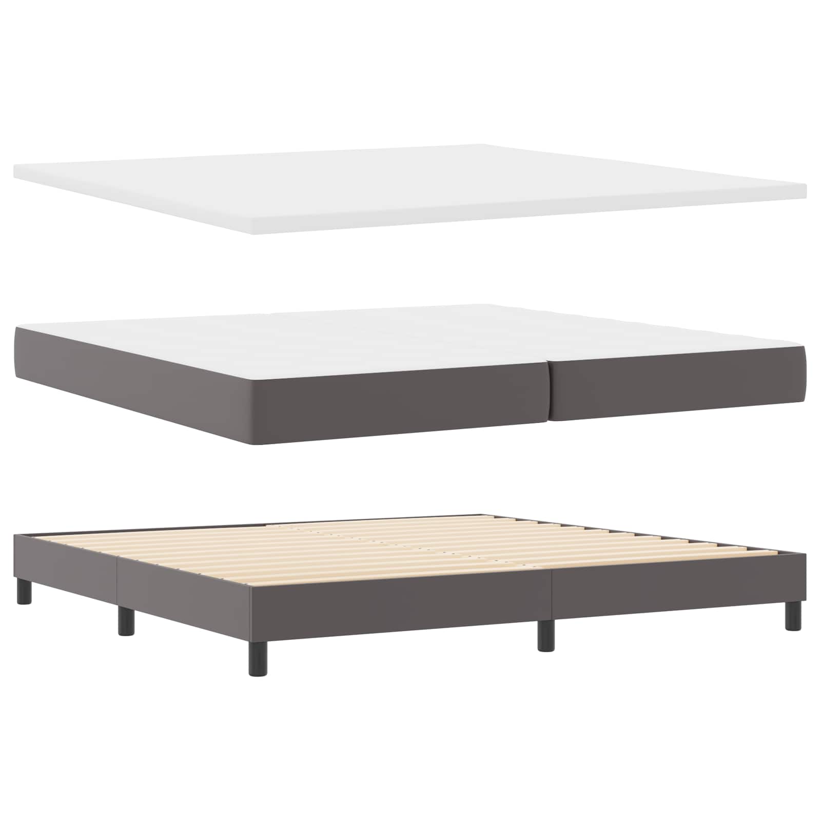 Letto a molle con materasso Grigio 200 x 200 cm Pelle sintetica | homemem39