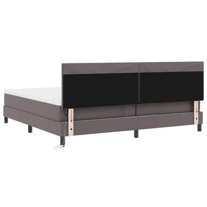 Letto a molle con materasso Grigio 200 x 200 cm Pelle sintetica | homemem39