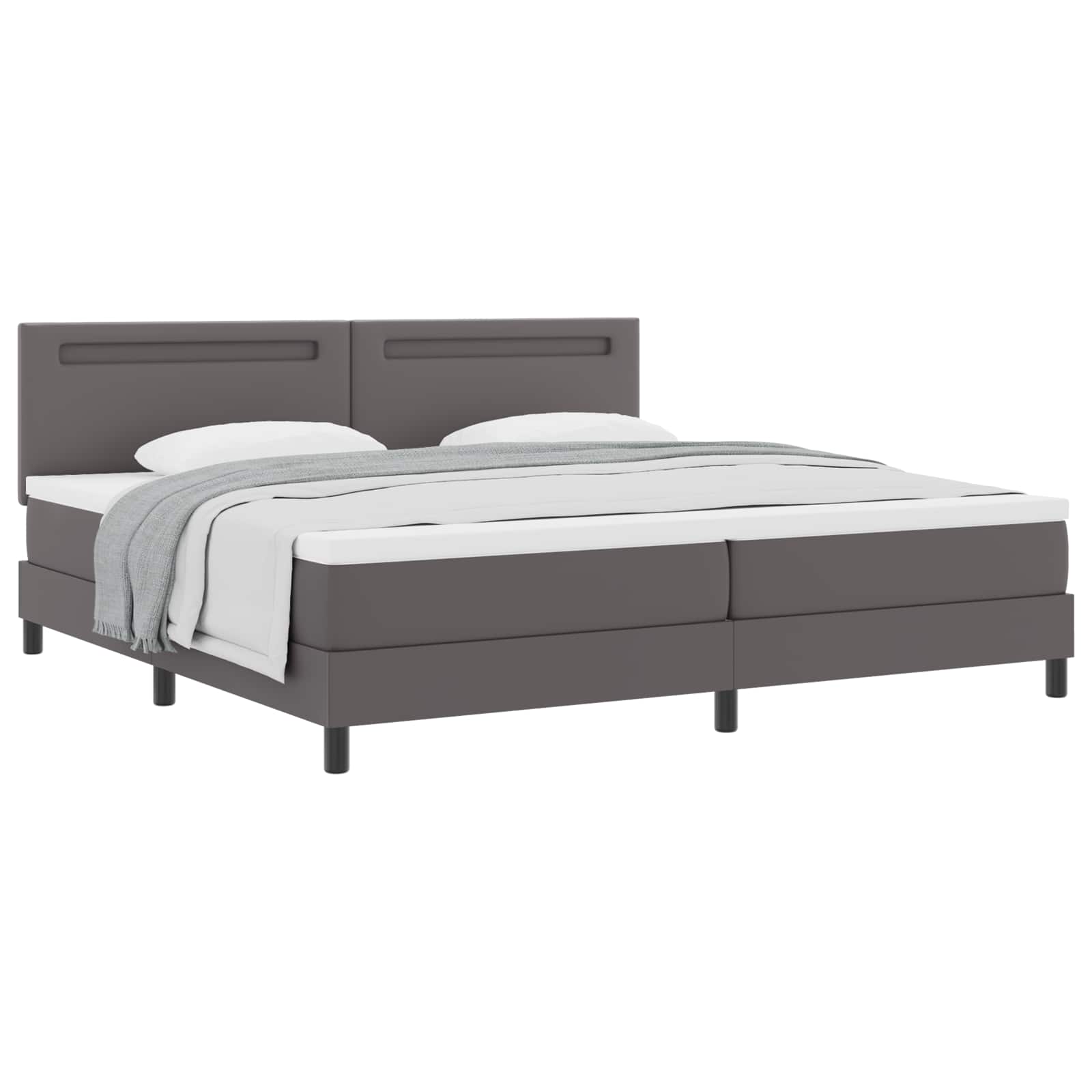 Letto a molle con materasso Grigio 200 x 200 cm Pelle sintetica | homemem39