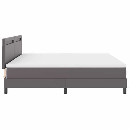 Letto a molle con materasso Grigio 200 x 200 cm Pelle sintetica | homemem39