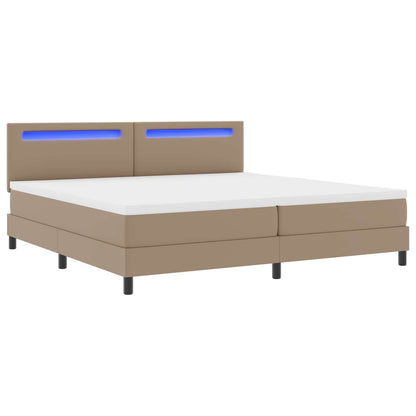 Letto a molle con led Cappuccino 200 x 200 cm Pelle sintetica | homemem39