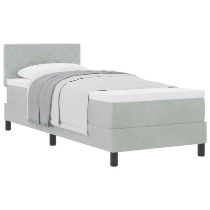 Letto a molle con materasso Grigio chiaro 80 x 200 cm Velluto | homemem39
