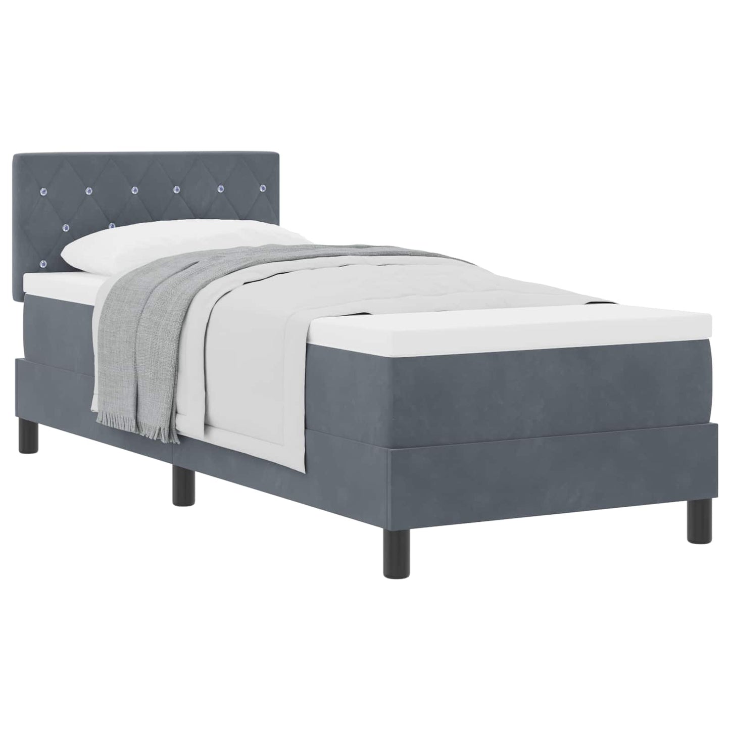 Letto a molle con materasso Grigio scuro 80 x 200 cm Velluto | homemem39