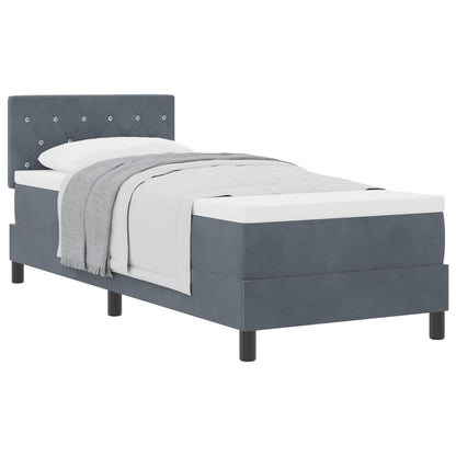 Letto a molle con materasso Grigio scuro 80 x 200 cm Velluto | homemem39