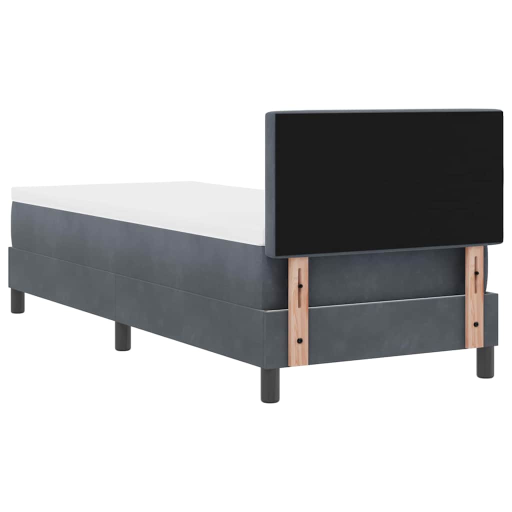 Letto a molle con materasso Grigio scuro 80 x 200 cm Velluto | homemem39
