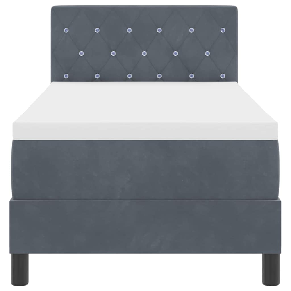 Letto a molle con materasso Grigio scuro 80 x 200 cm Velluto | homemem39