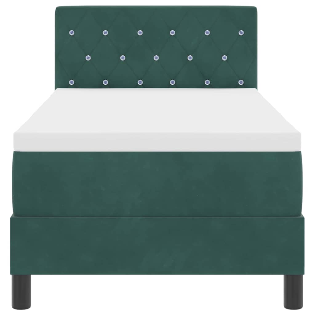 Letto a molle con materasso Verde Scuro 80 x 200 cm Velluto | homemem39