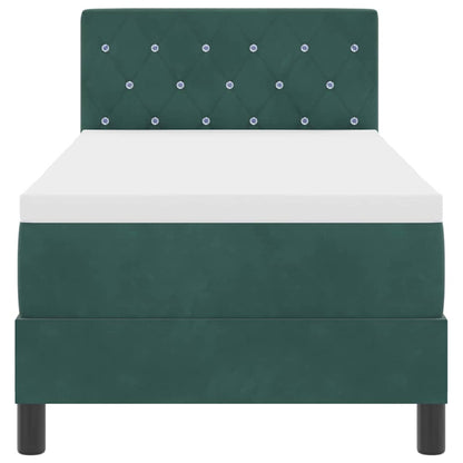 Letto a molle con materasso Verde Scuro 80 x 200 cm Velluto | homemem39
