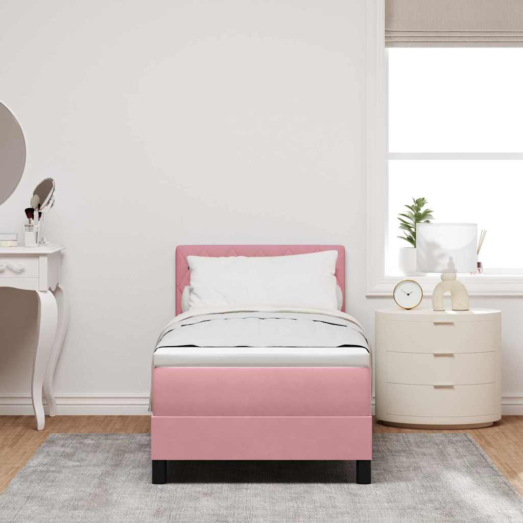 Letto a molle con materasso Rosa 80 x 200 cm Velluto | homemem39