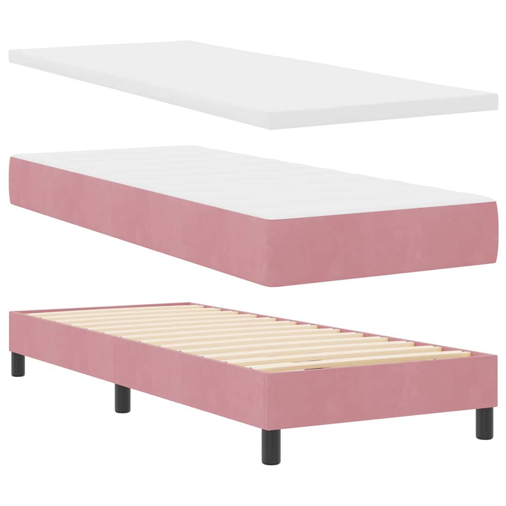 Letto a molle con materasso Rosa 80 x 200 cm Velluto | homemem39
