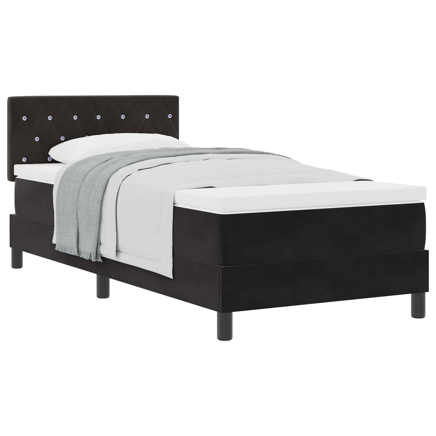 Letto a molle con materasso Nero 90 x 190 cm Velluto | homemem39