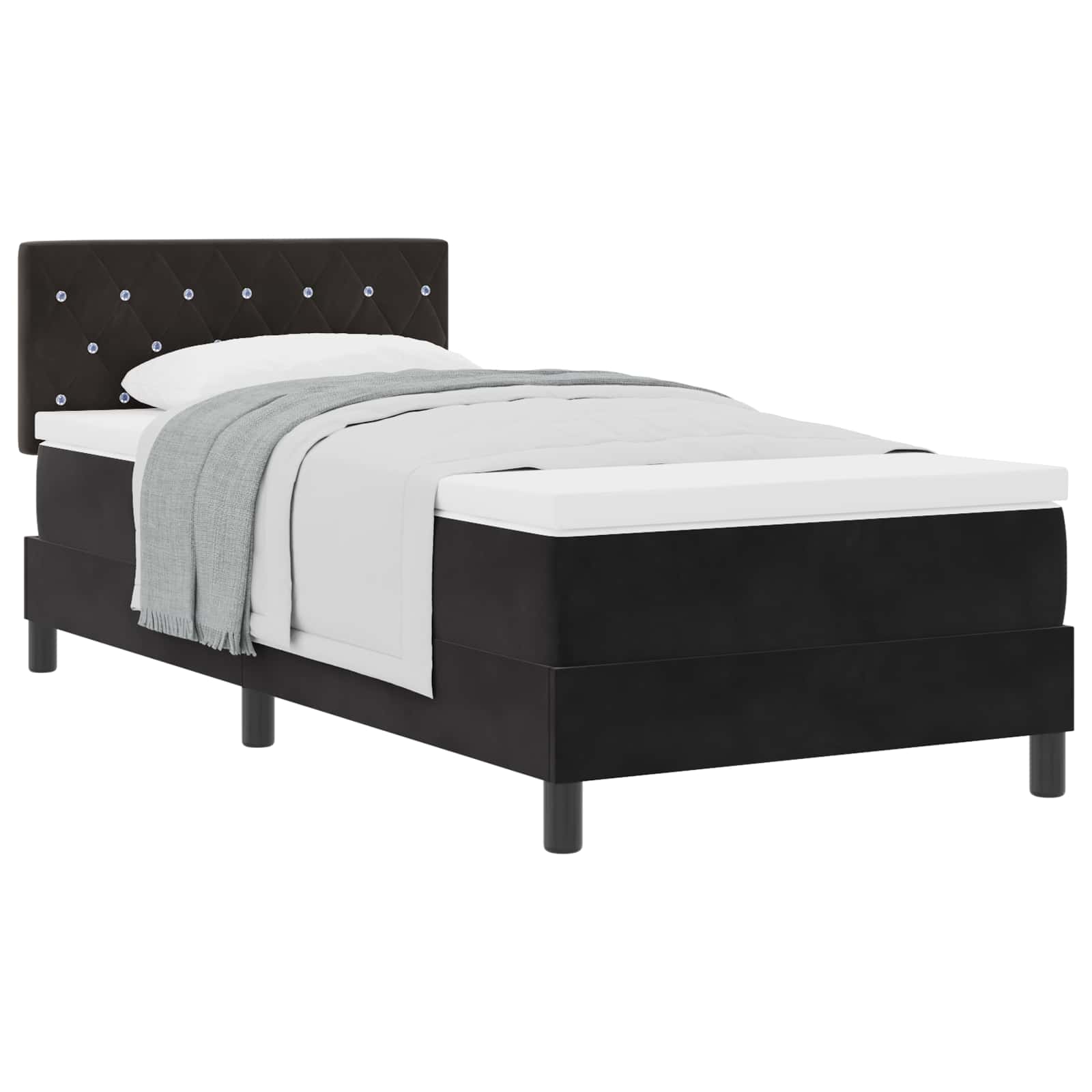 Letto a molle con materasso Nero 90 x 190 cm Velluto | homemem39