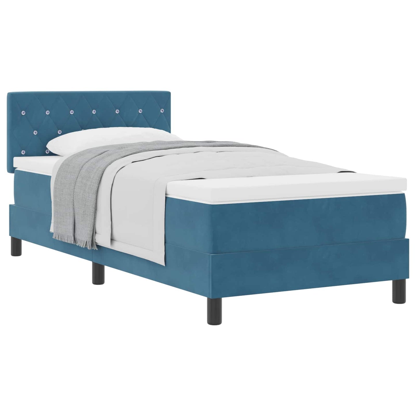Letto a molle con materasso Blu Scuro 90 x 190 cm Velluto | homemem39