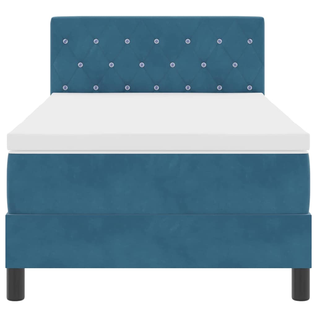 Letto a molle con materasso Blu Scuro 90 x 190 cm Velluto | homemem39