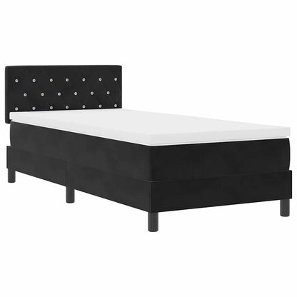 Letto a molle con materasso Nero 90 x 200 cm Velluto | homemem39