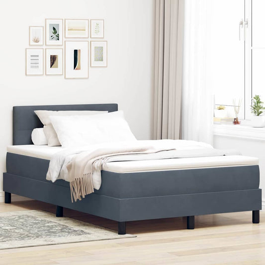 Letto a Molle con Materasso Grigio scuro 120 x 200 cm Tessuto