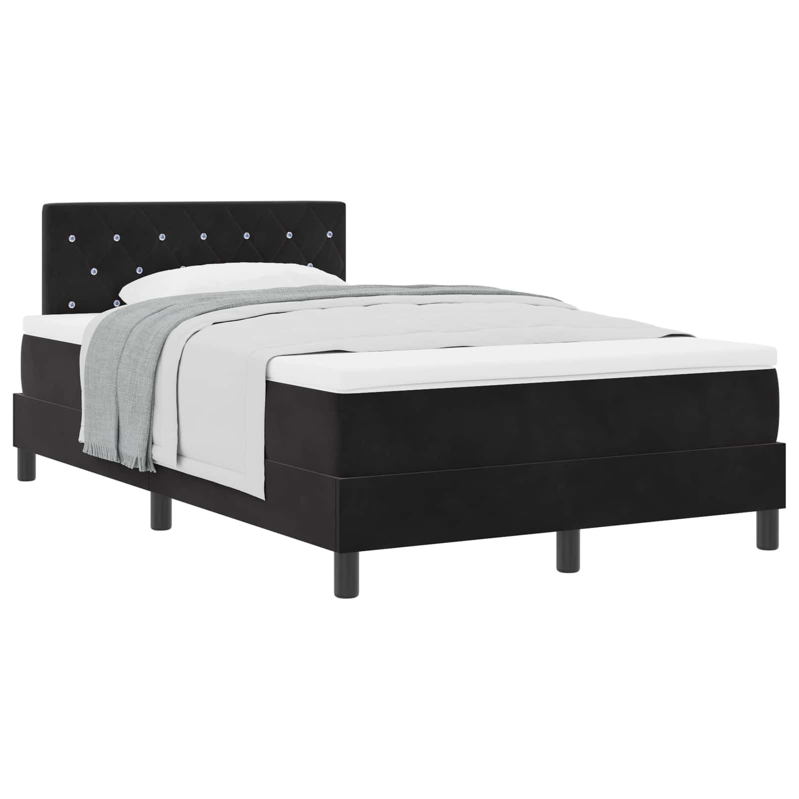 Letto a molle con materasso Nero 120 x 200 cm Velluto | homemem39