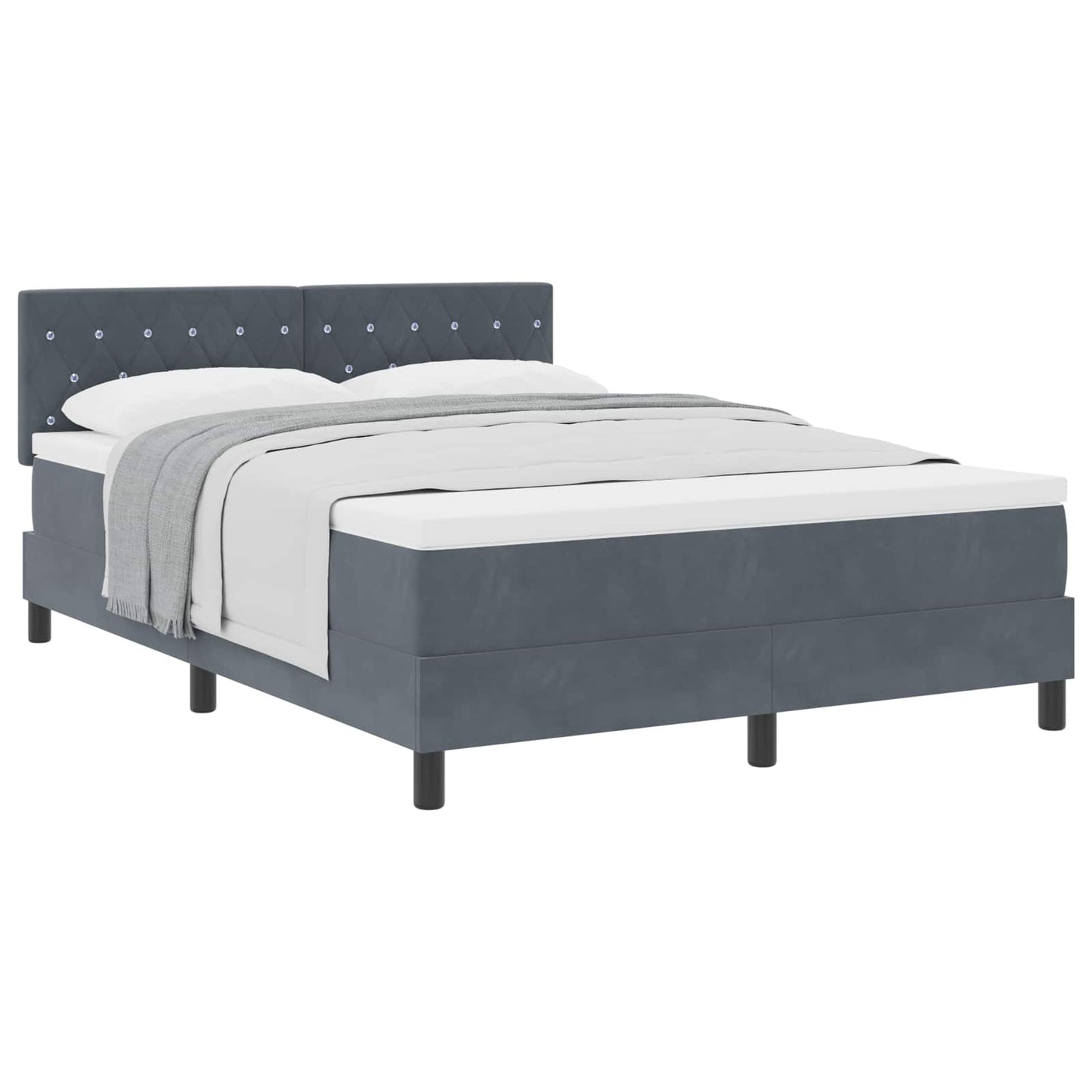 Letto a molle con materasso Grigio scuro 140 x 190 cm Velluto | homemem39