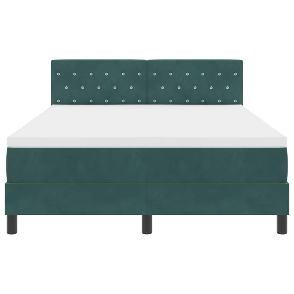 Letto a molle con materasso Verde Scuro 140 x 190 cm Velluto | homemem39