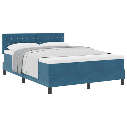 Letto a molle con materasso Blu Scuro 140 x 190 cm Velluto