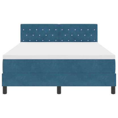 Letto a molle con materasso Blu Scuro 140 x 190 cm Velluto