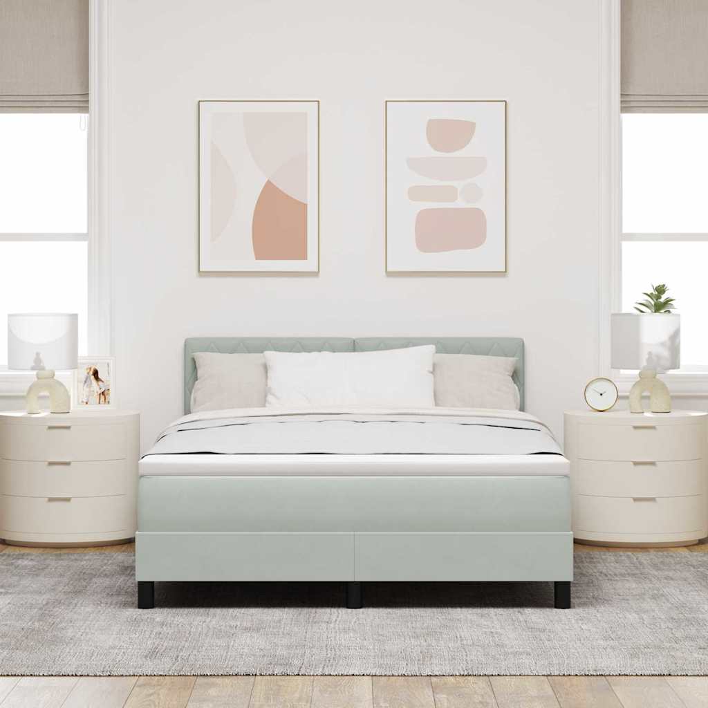 Letto a molle con materasso Grigio chiaro 140 x 200 cm Velluto | homemem39