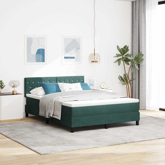 Letto a Molle con Materasso Verde scuro 140 x 200 cm Tessuto - homemem39