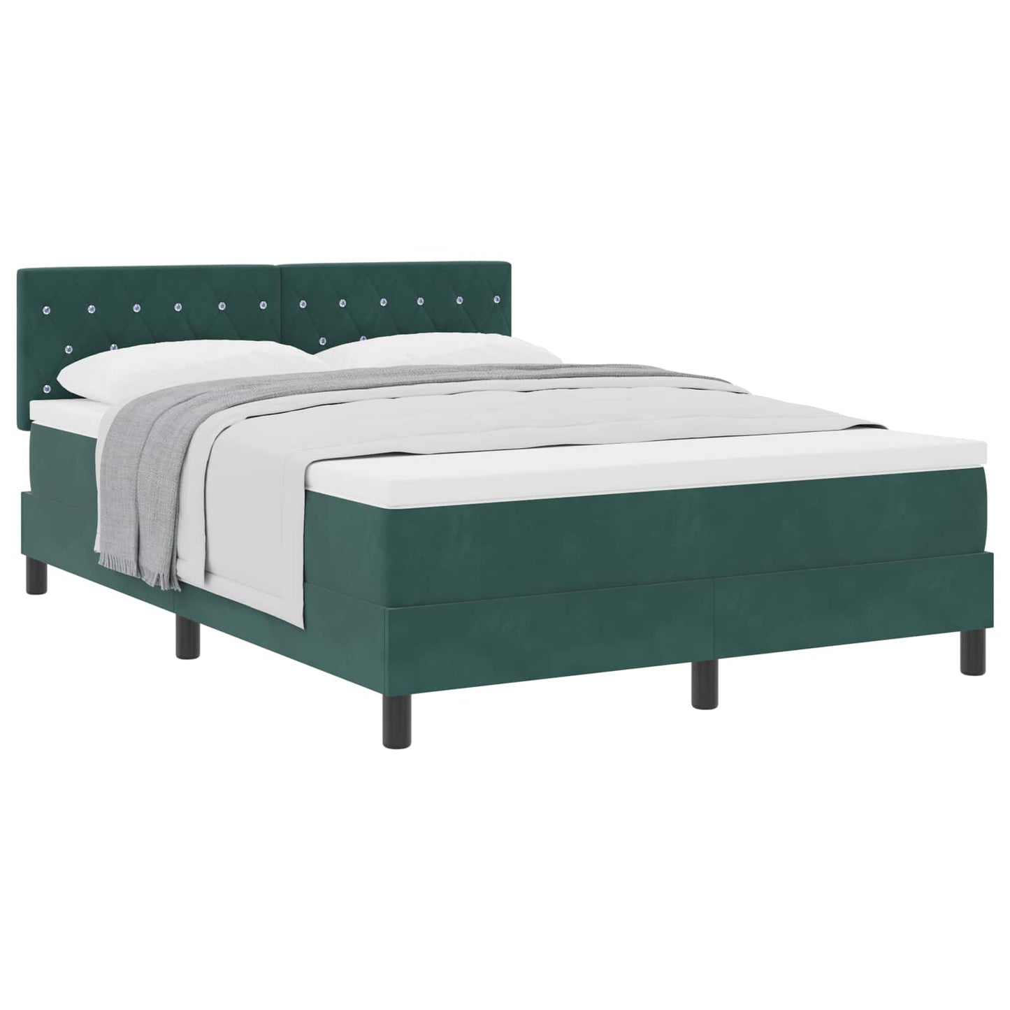 Letto a molle con materasso Verde Scuro 140 x 200 cm Velluto