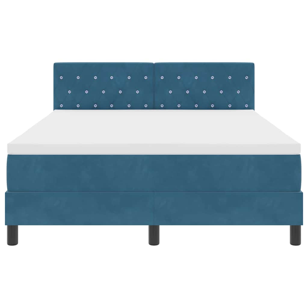 Letto a molle con materasso Blu Scuro 140 x 200 cm Velluto | homemem39