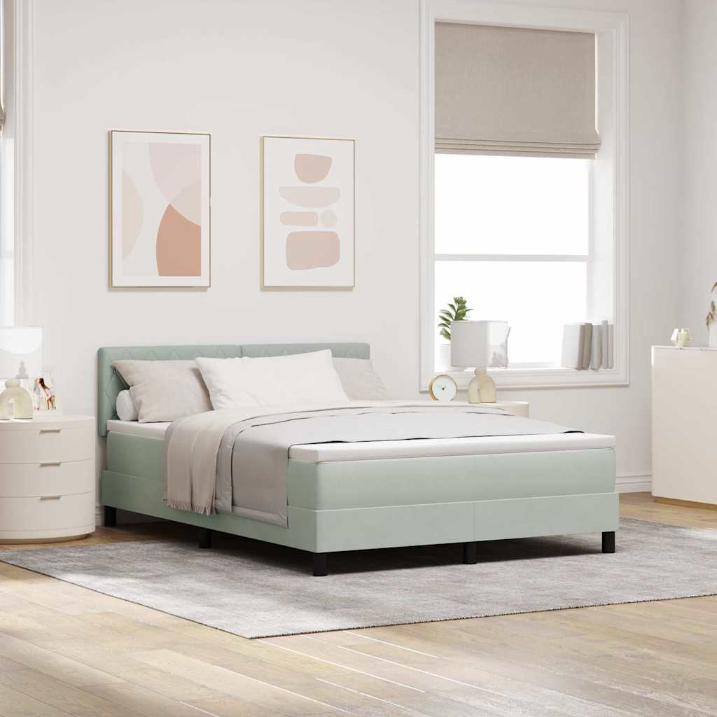 Letto a molle con materasso Grigio chiaro 160 x 200 cm Velluto | homemem39