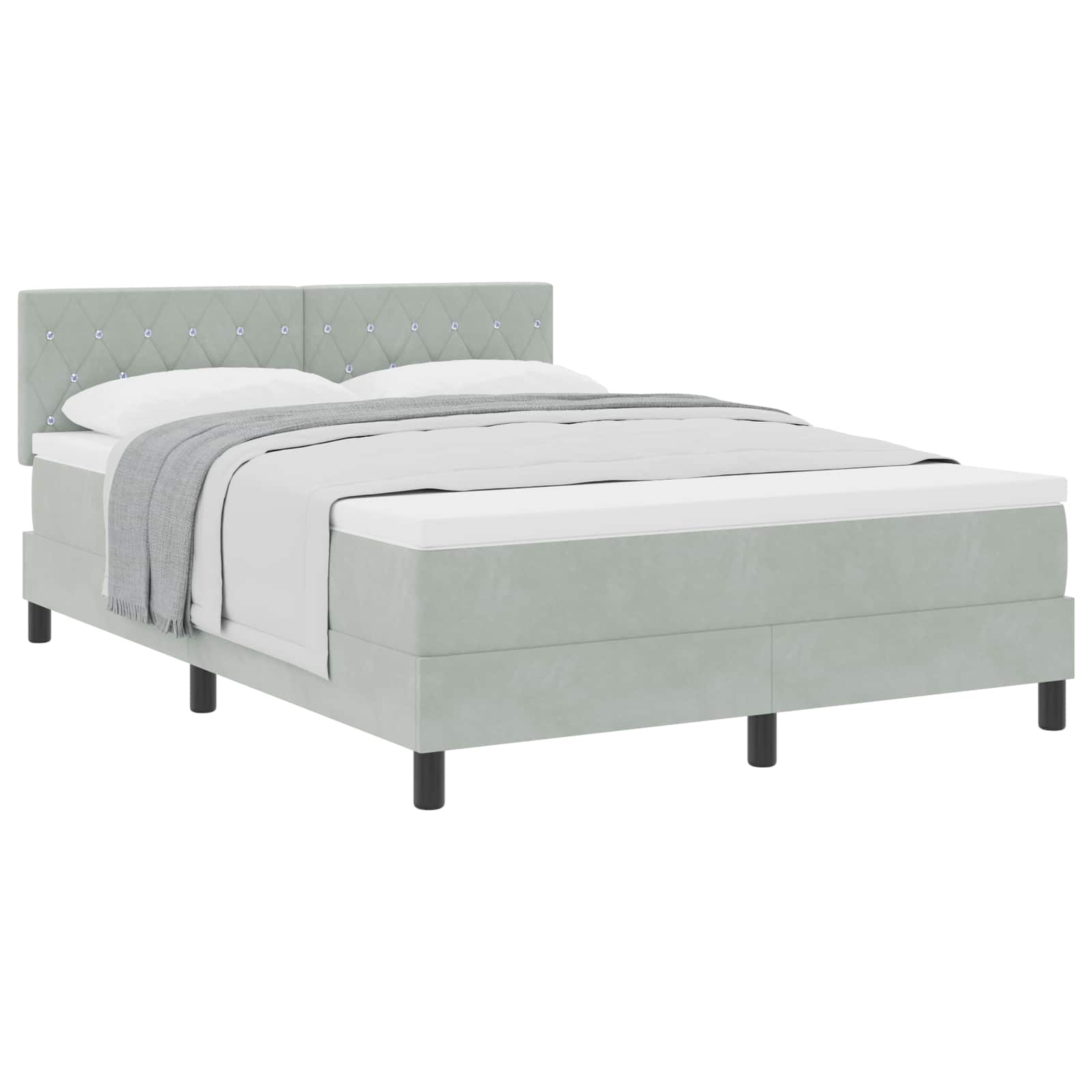 Letto a molle con materasso Grigio chiaro 160 x 200 cm Velluto | homemem39