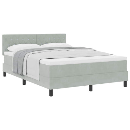 Letto a molle con materasso Grigio chiaro 160 x 200 cm Velluto | homemem39