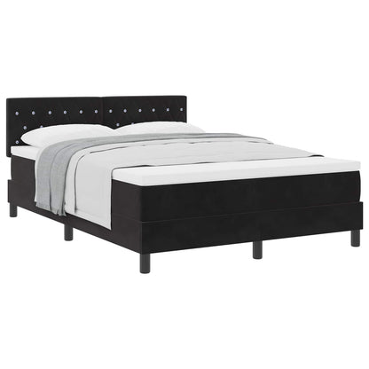 Letto a molle con materasso Nero 160 x 200 cm Velluto | homemem39
