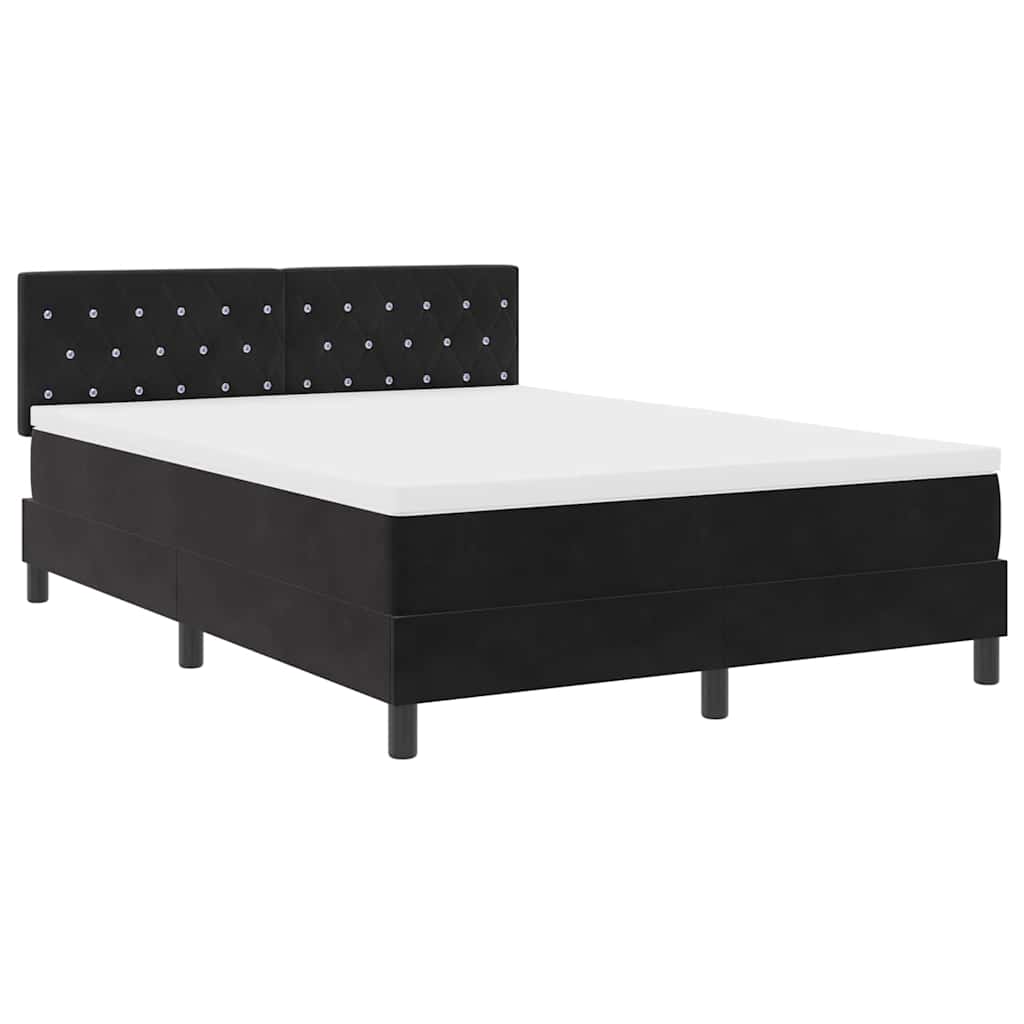Letto a molle con materasso Nero 160 x 200 cm Velluto | homemem39