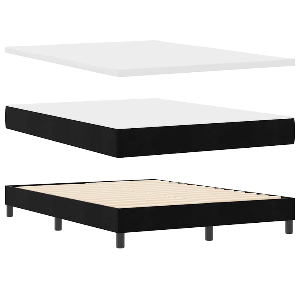 Letto a molle con materasso Nero 160 x 200 cm Velluto | homemem39