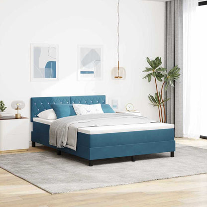 Letto a molle con materasso Blu Scuro 160 x 200 cm Velluto