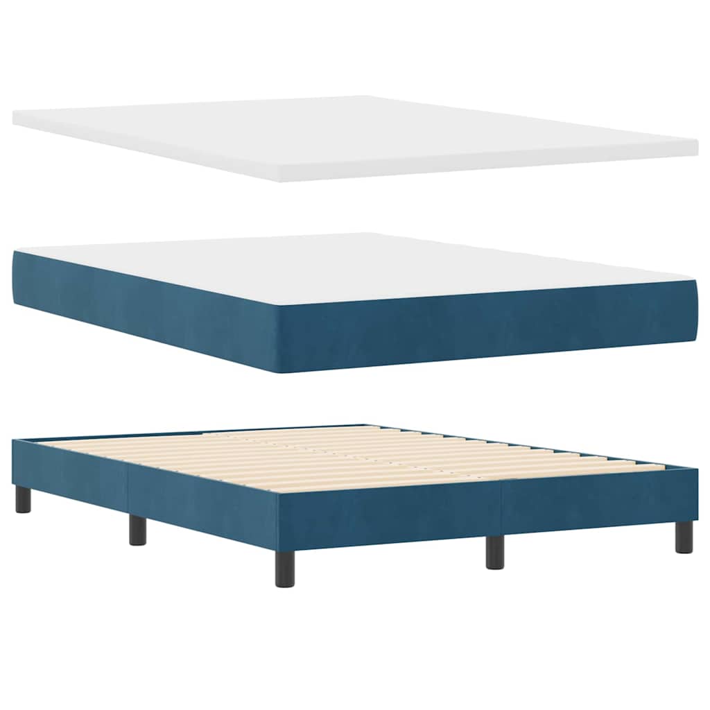 Letto a molle con materasso Blu Scuro 160 x 200 cm Velluto
