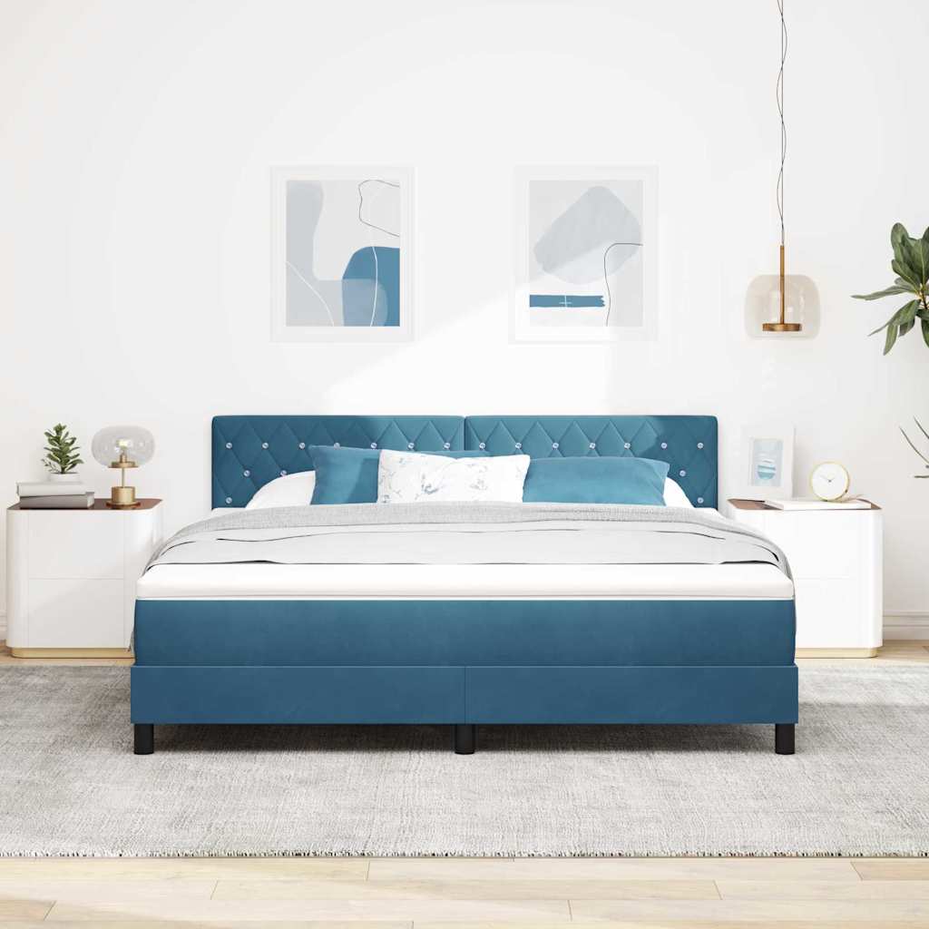 Letto a molle con materasso Blu Scuro 180 x 200 cm Velluto | homemem39
