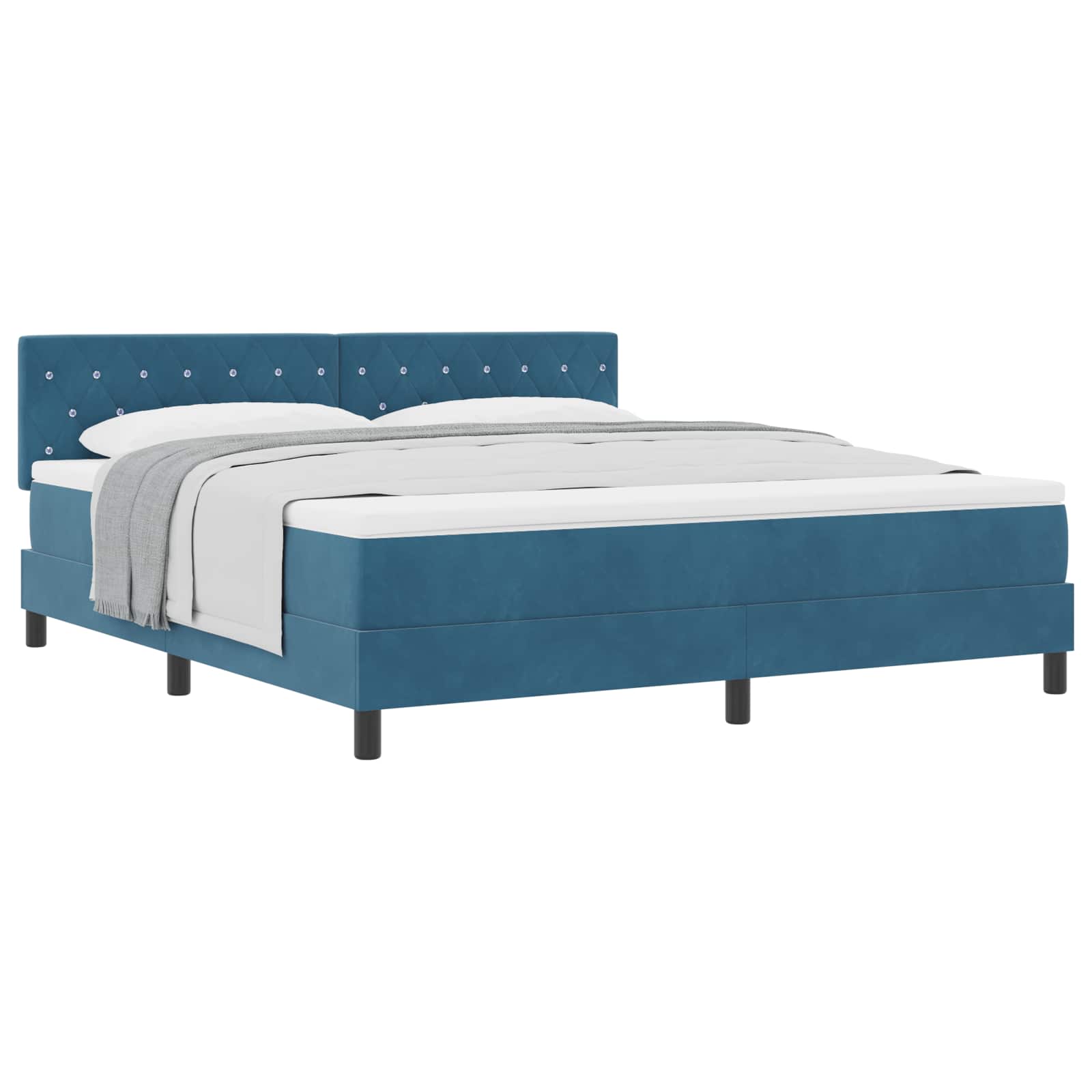 Letto a molle con materasso Blu Scuro 180 x 200 cm Velluto | homemem39