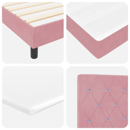 Letto a molle con materasso Rosa 180 x 200 cm Velluto | homemem39