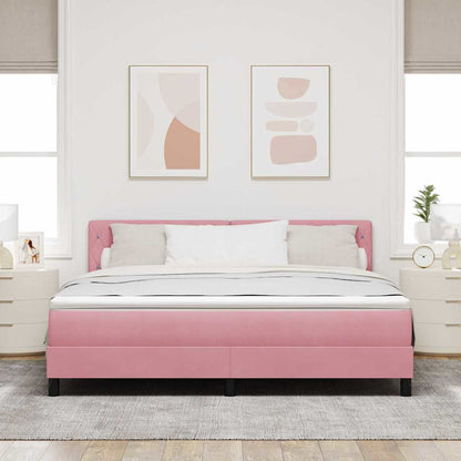 Letto a molle con materasso Rosa 180 x 200 cm Velluto | homemem39