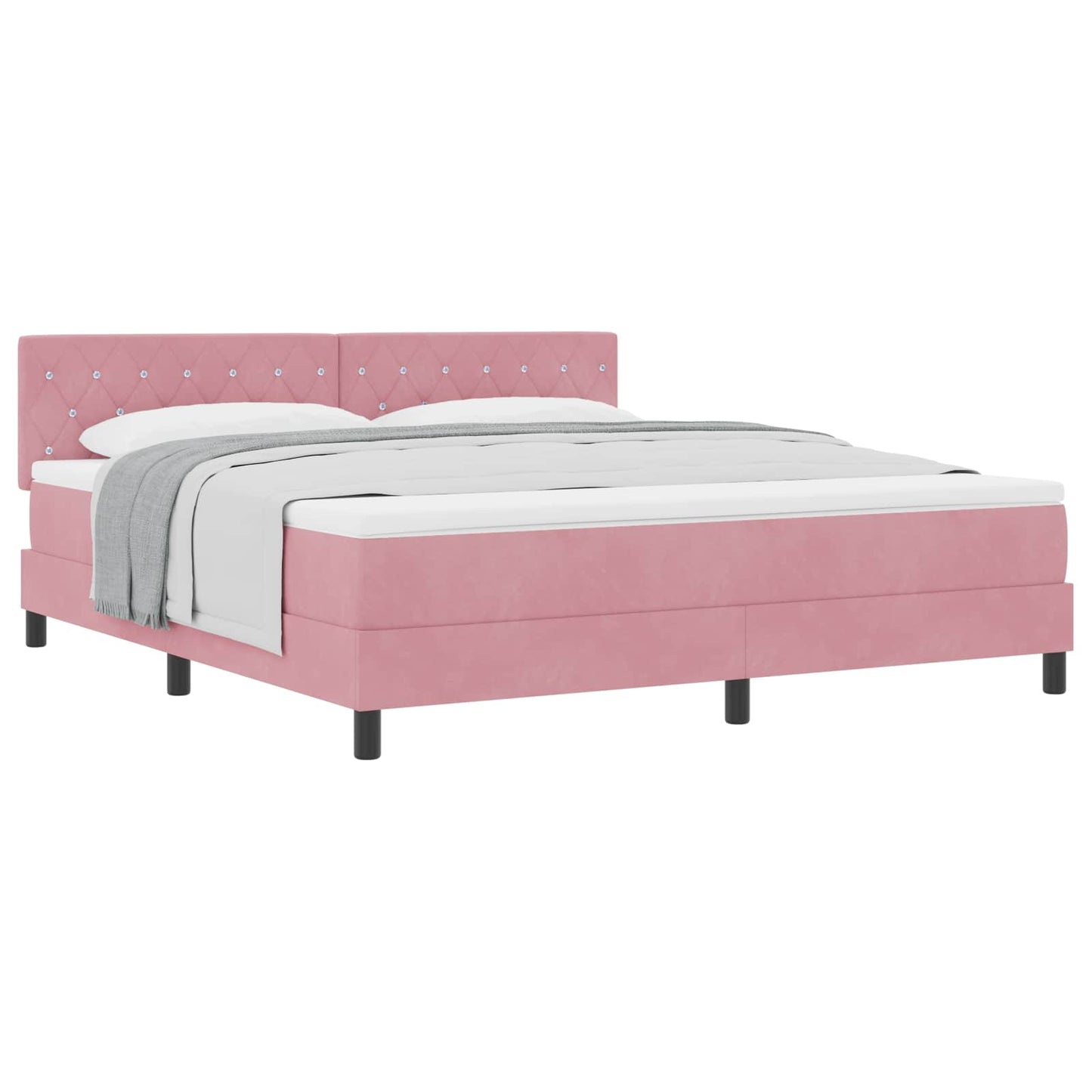 Letto a molle con materasso Rosa 180 x 200 cm Velluto | homemem39